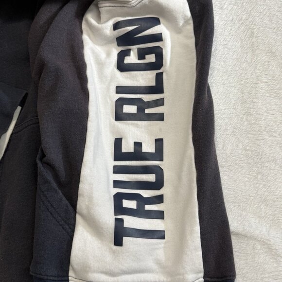 True Religion Hoodie Mens XL Blue White Pull Over Long Sleeve Sweatshirt Logo - Picture 5 of 6